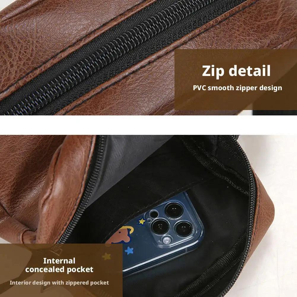 حقيبة كروس رجالية عادية Busin حقيبة الهاتف المحمول حقيبة كتف واحدة عصرية صغيرة ناعمة من جلد البولي يوريثان بسحاب للإغلاق #3