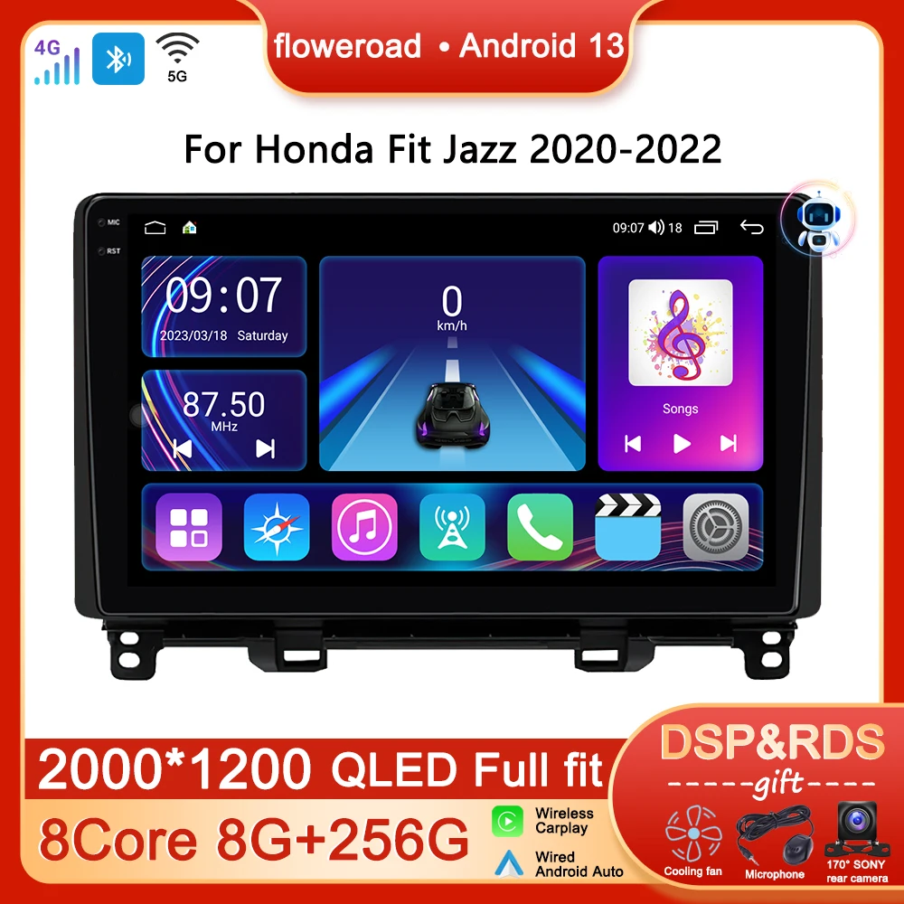 

Intelligent System 2Din 4G Auto Android For Honda JAZZ FIT 2020-2022 Car Radio Multimedia Player GPS Navigation Wireless Carplay