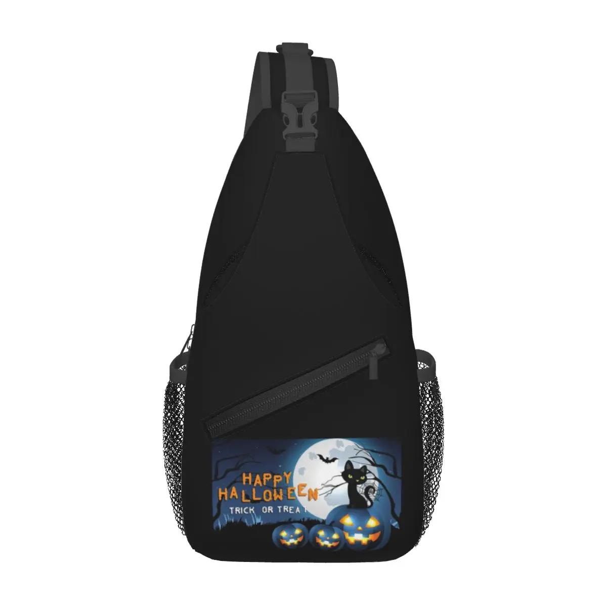 Ghost Pumpkin Halloween Chest Bag Men Sling Crossbody Backpack Chest Bag Traveling Hiking Daypack Shoulder Bag