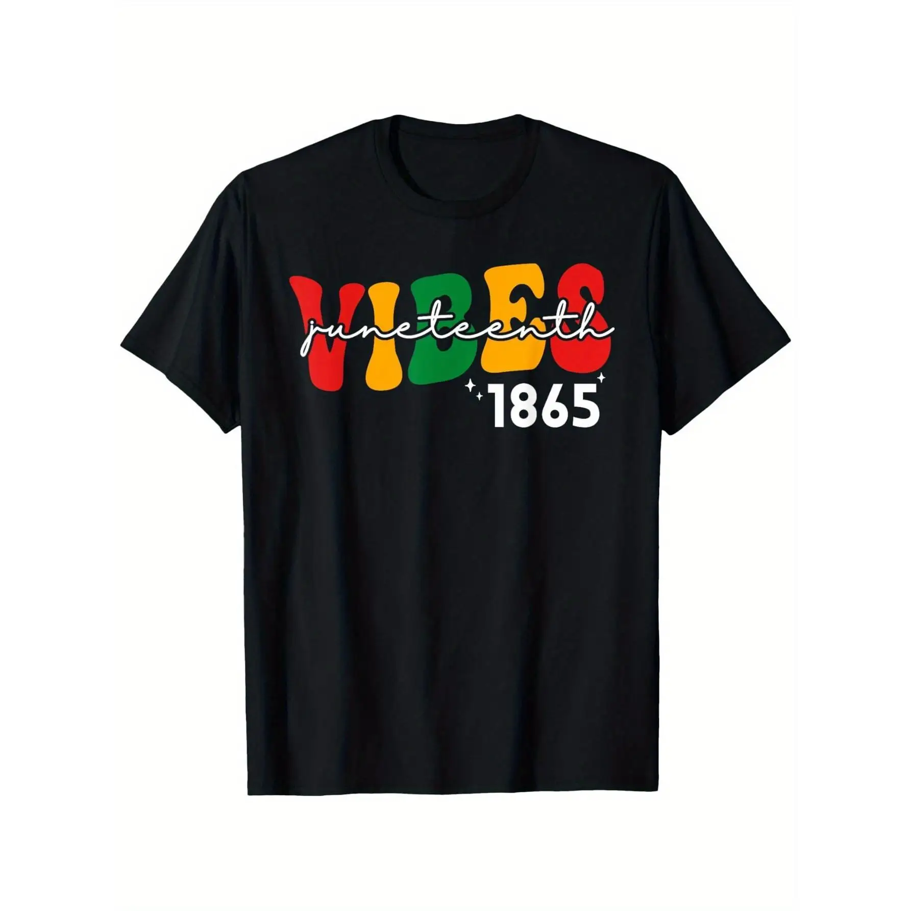 

Juneteenth Vibes 1865 African American Freedom Day T-Shirt - 100% Cotton 180g Soft Breathable Fabric, Bold Colorful Print