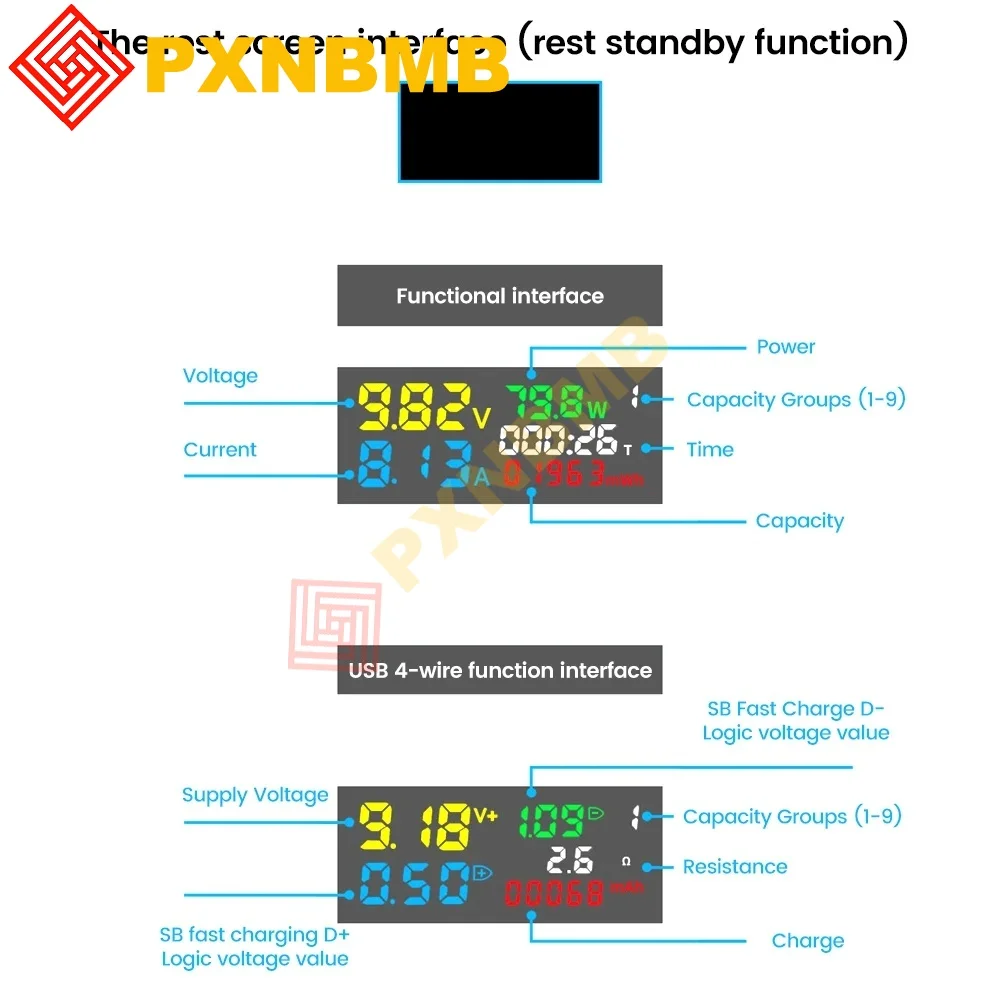 Testeur de tension, capacité de tension de courant, testeur de batterie, USB, tension de courant, médecin, chargeur, testeur de capacité, compteur, batterie externe