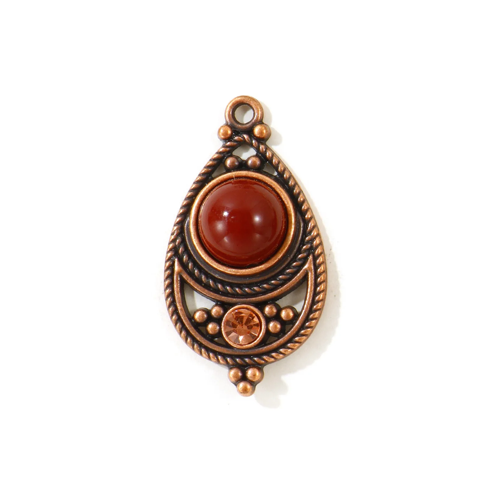 5 Stück Bohemia Anhänger Mehrfarbige Tropfen-Strass Zinklegierung Charms für Frauen DIY Halskette Ohrringe Schmuckzubehör 3,4cm x 1,8cm – Detail 1