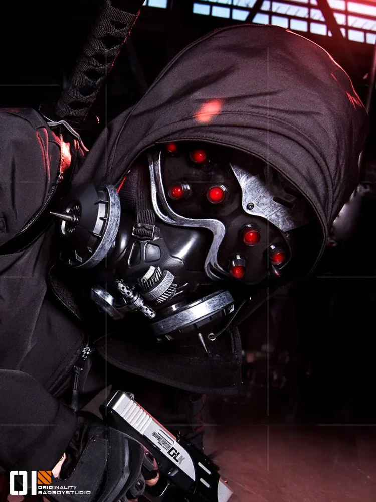 

Светодиодная светящаяся маска, защитные очки с токсическим бензином, реквизит на Хэллоуин, аксессуары для костюмов Mecha, маска персонажа в стиле панк, Custo...