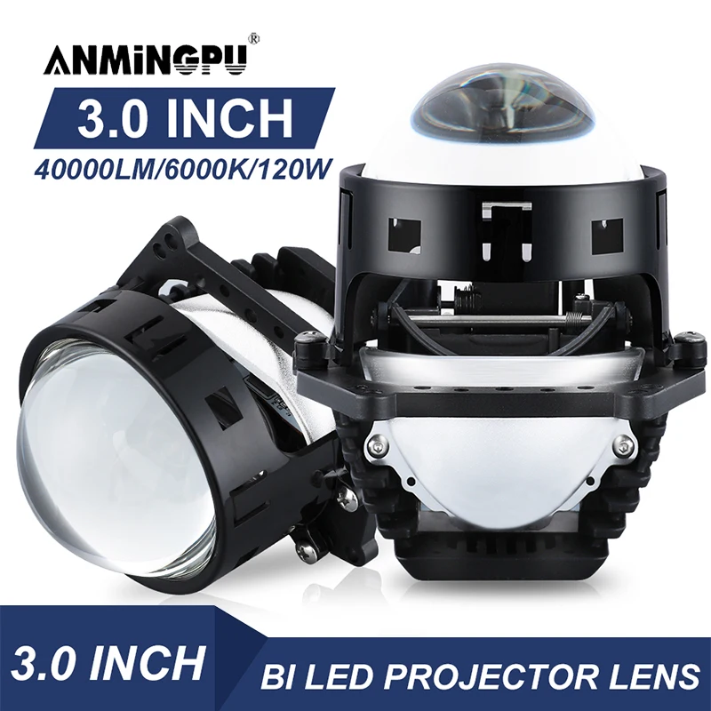 NLpearl 자동차 프로젝터 렌즈 헤드라이트, 3.0 인치 Bi LED 헤일로 라이트, H4 H7 9005 9006 100W 30000LM 하이 로우 빔 개조