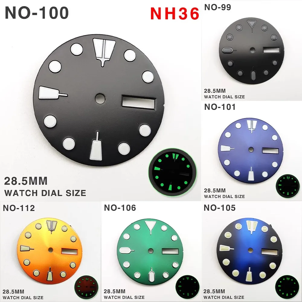 28.5MM CONVERSION PARTS NH36 DIAL LUMINOUS WATCH LITERALLY FITS THE 4R36 MOVEMENT