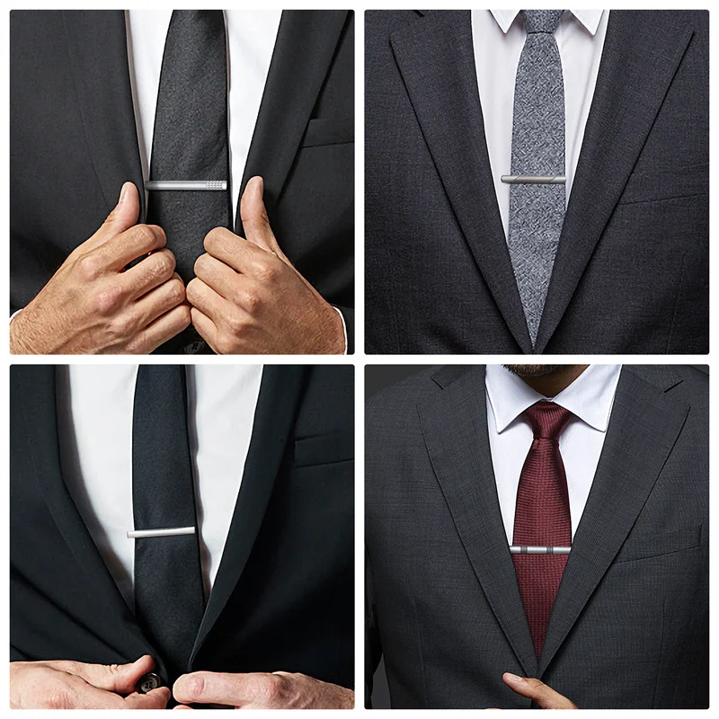 7/8/10 PCS Tie Clip Set With Gift Box Wedding Guests Gifts Metal Man Shirt Cufflinks Men\'s Gift For Husband Luxury Jewelry