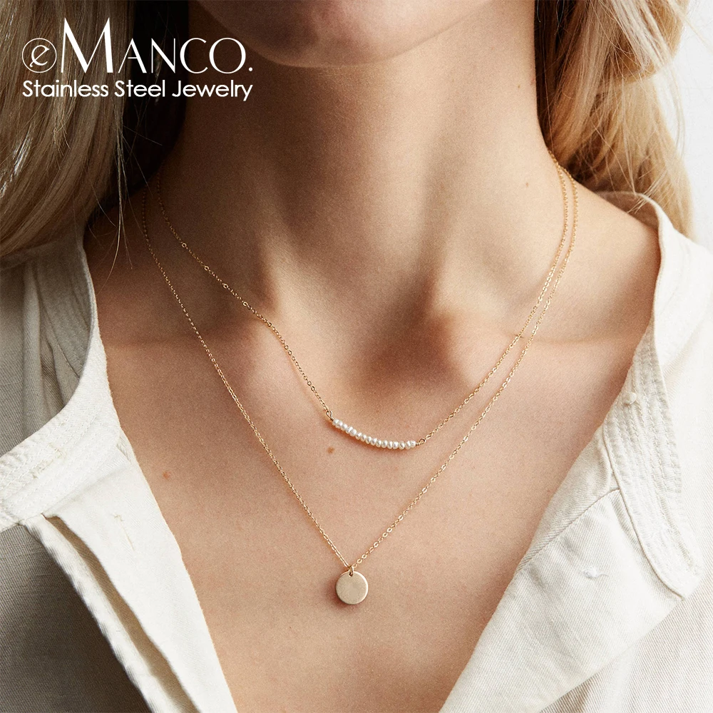 e-Manco Stainless Steel Twisted Chain Necklace Multilayer Gold Color Paper Clip Chain Square Chain Necklace Women Jewelry Choker