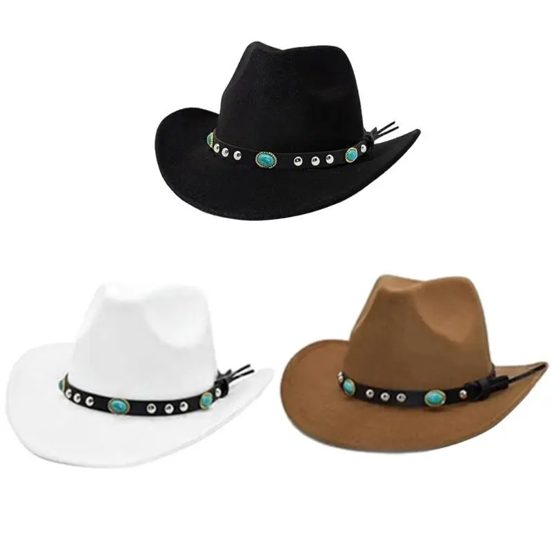 

39BD Unisex Cowboy Hat with Ethnic Embellishments Great for Parties and Gatherings