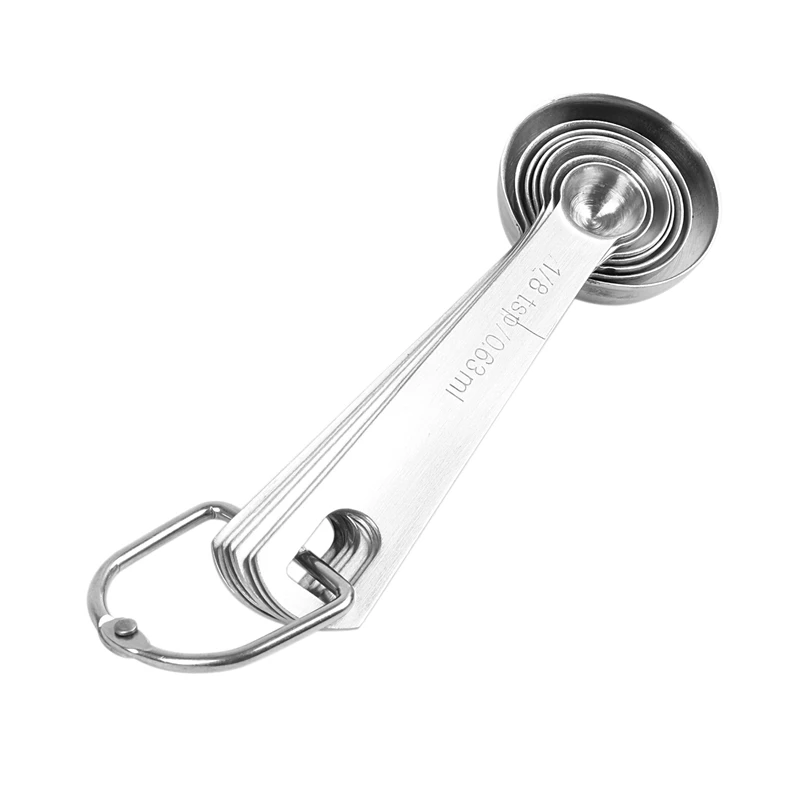 Chef Measuring Spoons, Heavy Duty Round Stainless Steel Metal, for Dry or Liquid - Set of 7