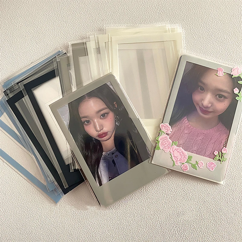 40Pcs/pack Kpop Solid Color Border Photocard Sleeves Idol Photo Cards Protective Storage Bag Card Protector Card Film