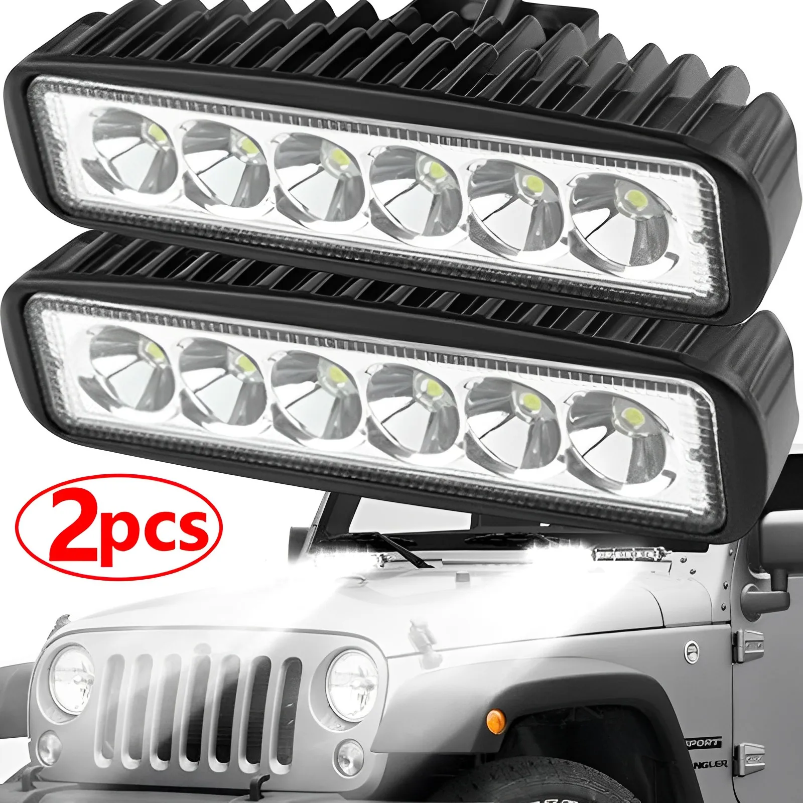 1/2pcs 18w 6 LED Auto Arbeits licht hoch hell Scheinwerfer Universal Offroad Auto LKW Fahr nebel