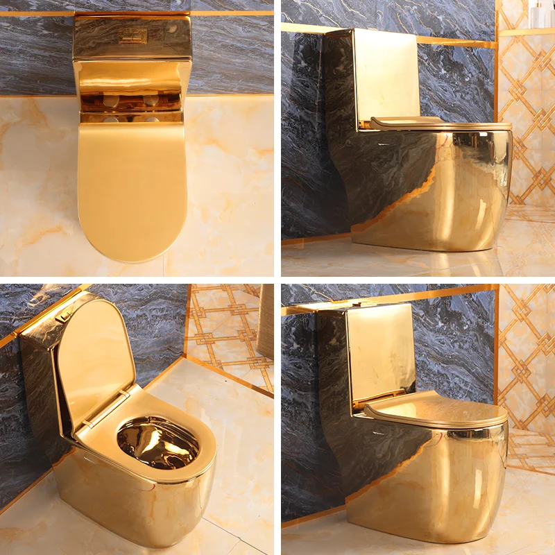 

Golden toilet new French local tyrant gold creative art personalized bathroom toilet color gold one-piece toilet