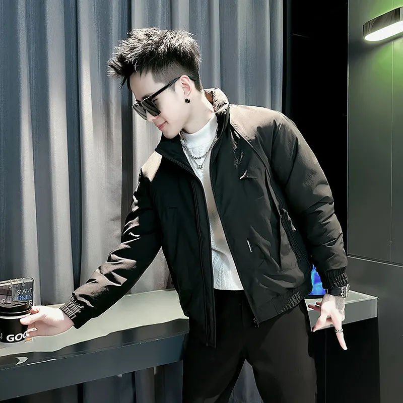 

Мужская утепленная зимняя куртка из хлопка с воротником-стойкой, молодежная повседневная модель с наполнителем из шелкового хлопка, на молнии