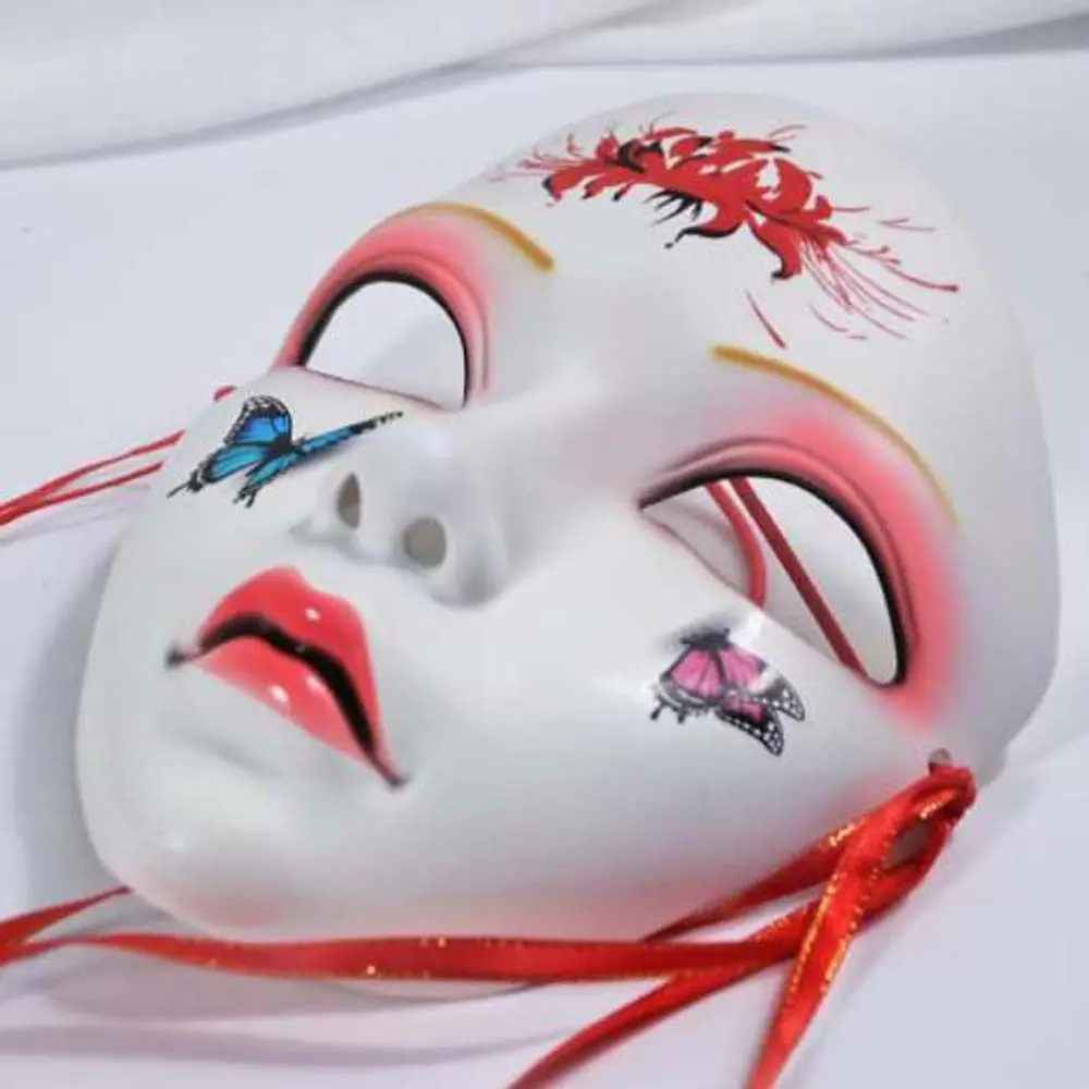Flowers Butterfly Mask Hanfu Accessories Headwear Cherry Halloween Cosplay Mask Party Props Full Face Mask Party Mask Props