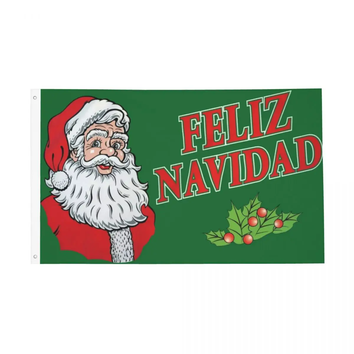 Feliz Navidad Santa Claus Merry Christmas Holiday Flag Decor 3x5FT Vintage Decorative Vibrant Colors Flowy Delicate