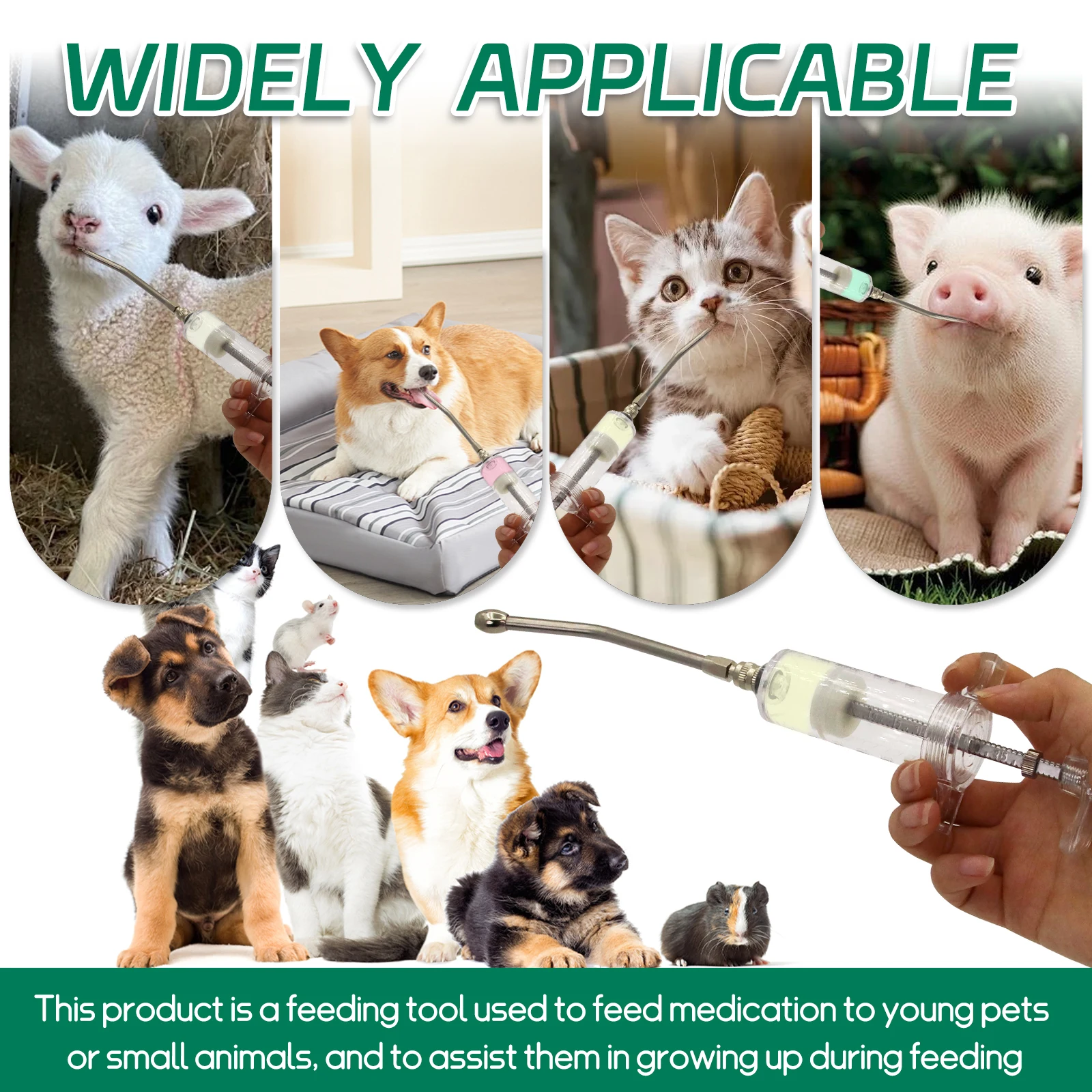 20ml/30ml/50ml Lamb and Goat Kid Feeding Kit 2-Clear Tube Adjustable Parrot Feeding Syringe for Dog Piglet Rabbit Bird Feeding