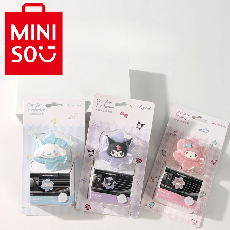 MINISO Sanrio My Melody Car Aromatherapy Kuromi Kawaii Cinnamoroll Cartoon Cute Girl Heart Small Windmill Long-lasting Fragrance