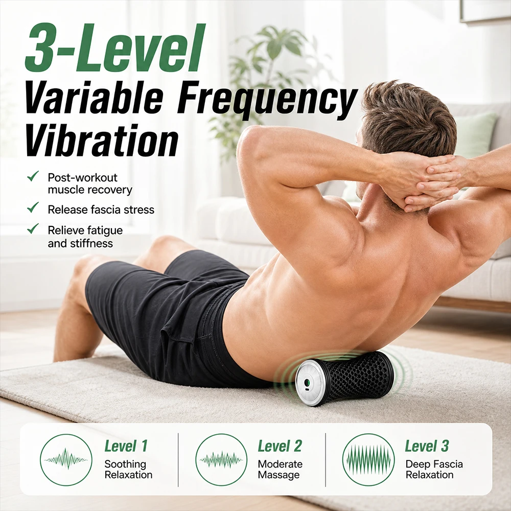 Vibrating Foam Roller - Elektrische vibrerende massage-roller met 3 snelheden,