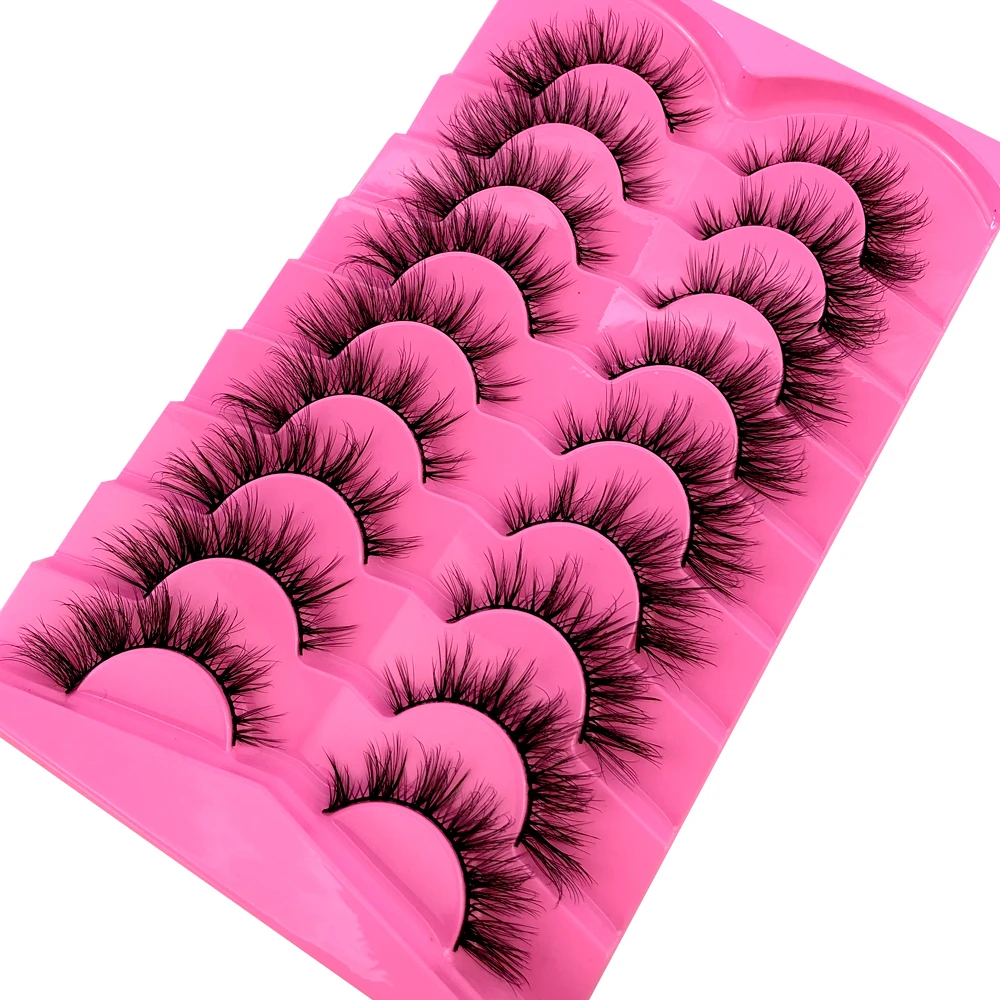 Mink Lashes Fluffy Cat Eye Lashes Wispy 6D Volume False Eyelashes that Look Like Extensions Thick Soft Curly Fake Lashes 9 Pairs