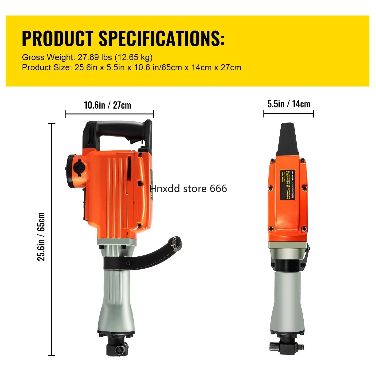 2200W Electric Demolition Jack Hammer 4 Bits Clay Spade Chisel & Scraping & Flat Chisel & Pointed Chisel 1400 RPM