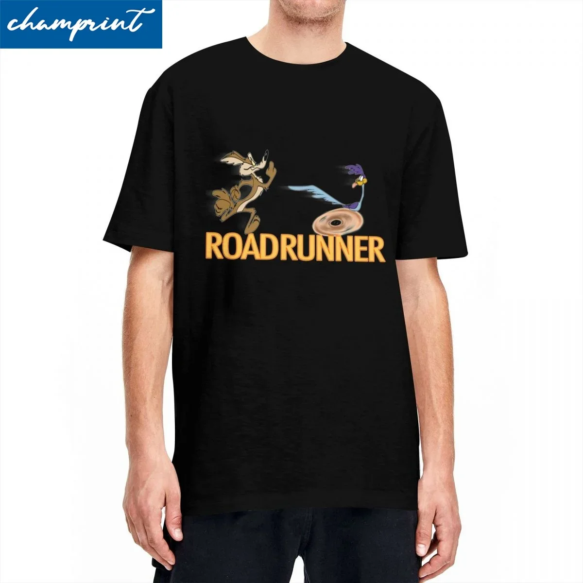 Catch Me If You Can Roadrunner Coyote T Shirts Pure Cotton Fashion for Male T-Shirts Round Neck Tees Short Sleeve Tops Unique