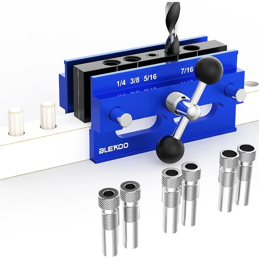 

Upgrade Self Centering Doweling Jig Kit for Precise Straight Holes Drilling in Woodworking Projects Adjustable Width Drill Guid