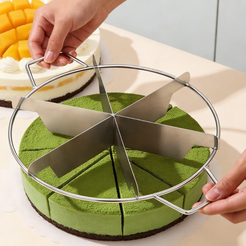Stainless Steel Cake Divider, 7/8/9/10 Grids Option Cake Slicer, Even Portion Marker Cutter Tool for Kitchen Baking B03E