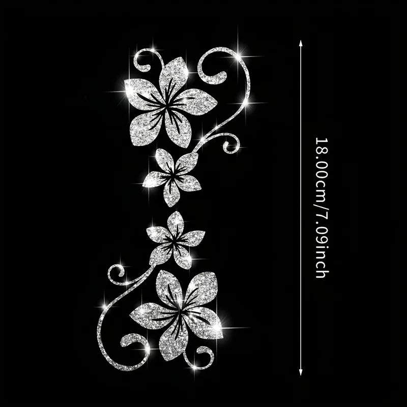 1 Sheet of Shiny Floral Car Decals, Containing Four Vine Designs. These Self-Adhesive Stickers Are Easy to Apply