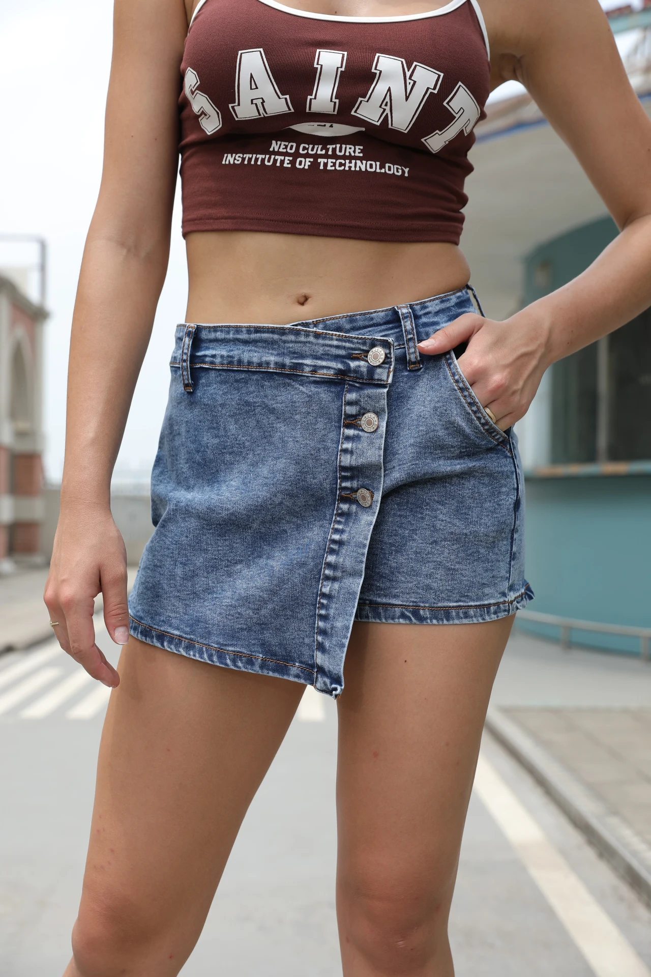 

ZMTUO High waisted Denim Shorts Basic Design Women's Daily Wear Summer Essential Casual Style Jeans