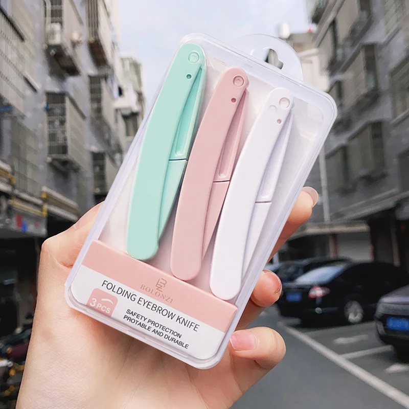 Safe Folding Eyebrow Razor Set for Women, Anti-Scratch Beginner Kit, Beauty Tool with Replaceable Blades