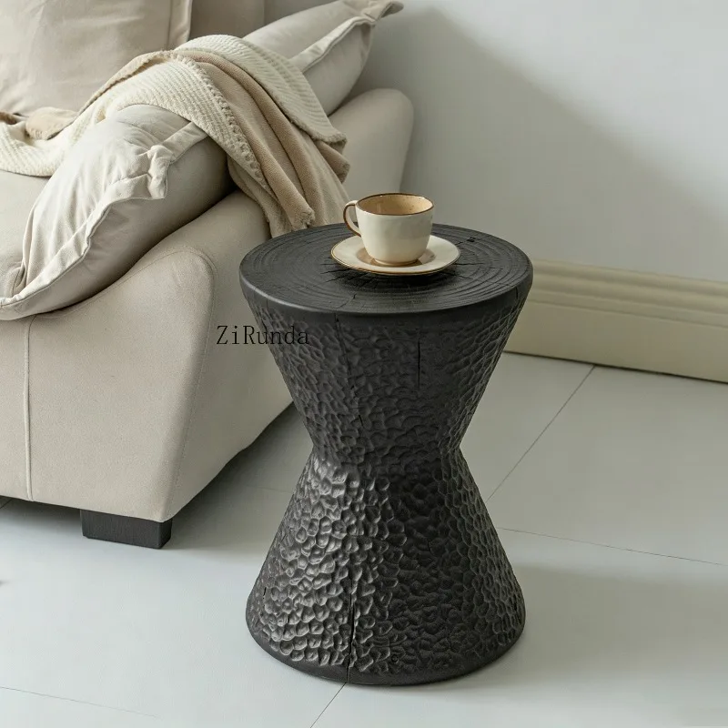 Home decorations, forged side tables, wabi-sabi style, solid wood stools, vase racks, carved wood flower racks