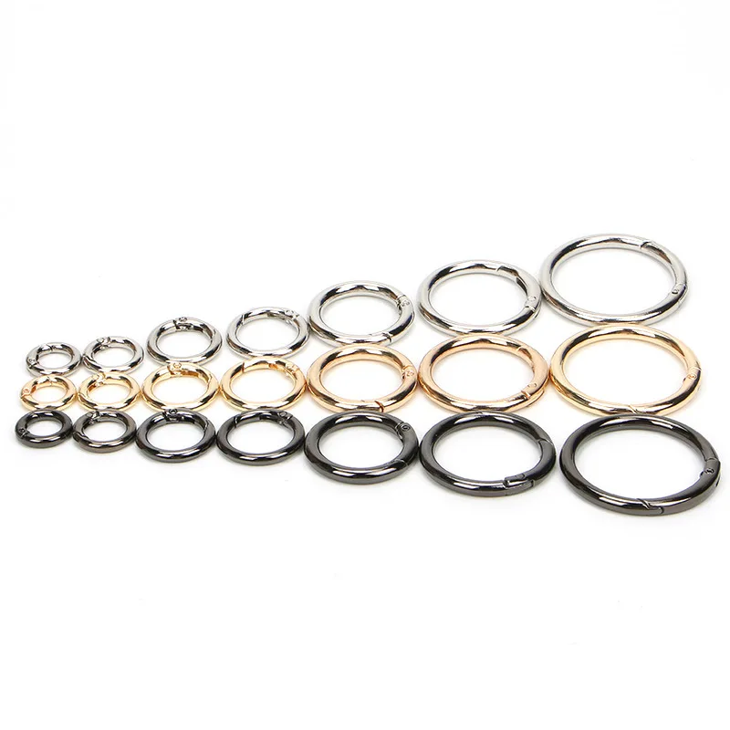 10pcs Spring O Rings Round Carabiner Snap Clip Trigger Spring Keyrings Buckle O Ring for Bags Purse Shoulder Strap Buckle