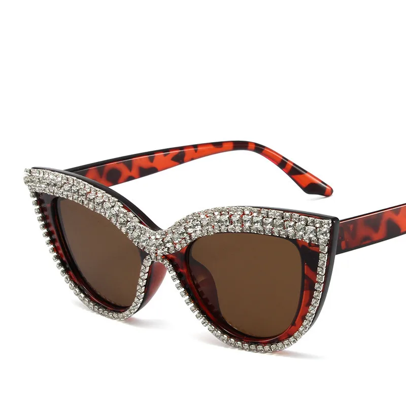 Luxury Brand Designer Diamond Cat Eye Sunglasses Women Rhinestone Vintage Mirror Gift Rays UV400 Sun Glasses Fashion Shades image 3