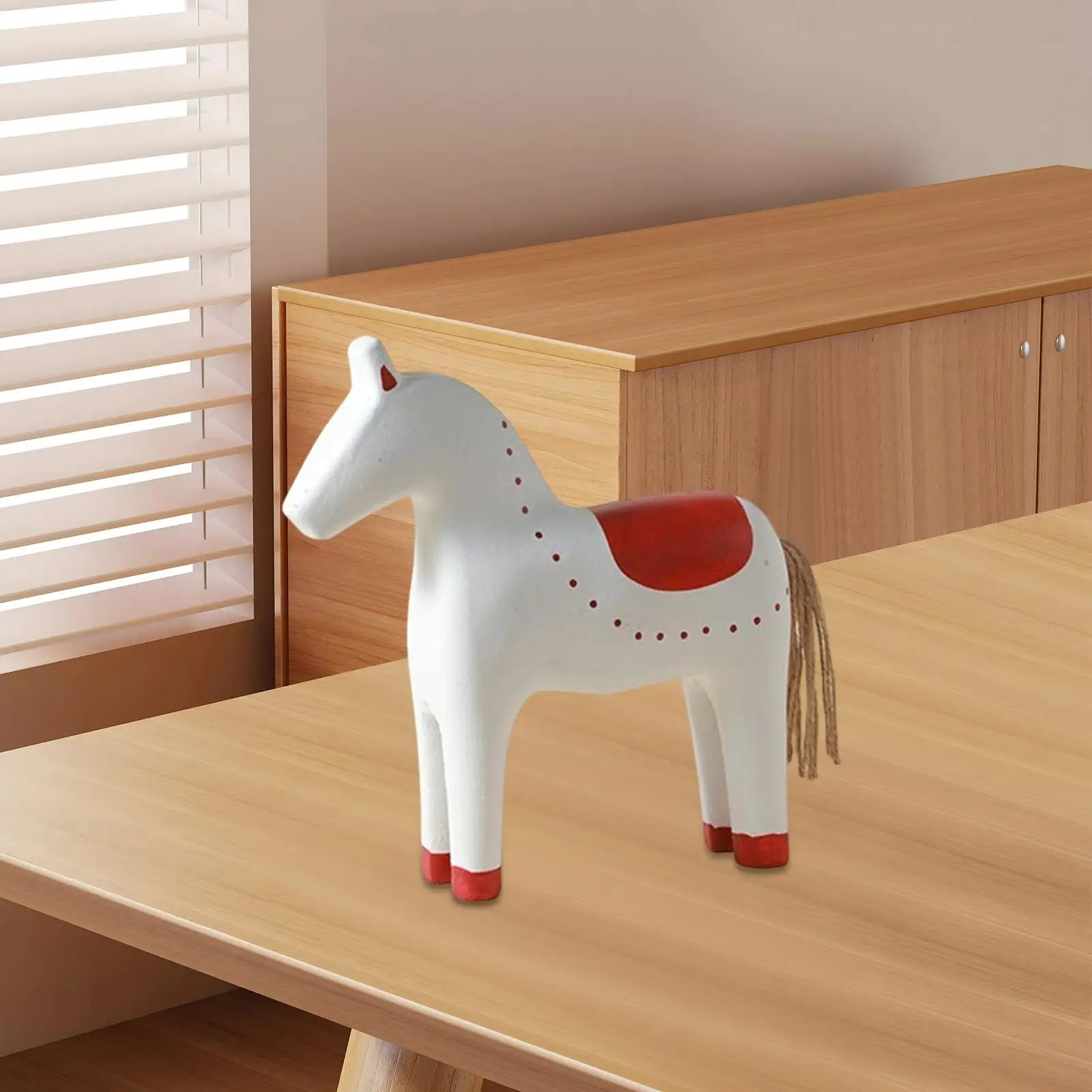 Horse Ornament Wood Figurine Home Decoration Accessories Bedroom Decor for Desk Bookcase Modern Animal Sculpture Gift
