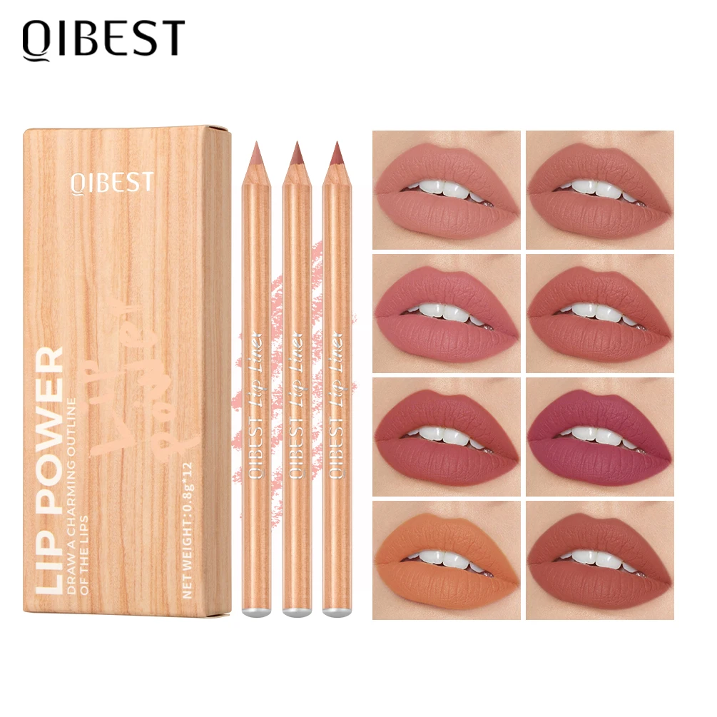 

QIBEST Lip Liner Pencil Contour Matte Lipstick Pens Smudge Proof Silky Lipliner Not Easy Fade Lip Outline Sculpt Lips Makeup Set