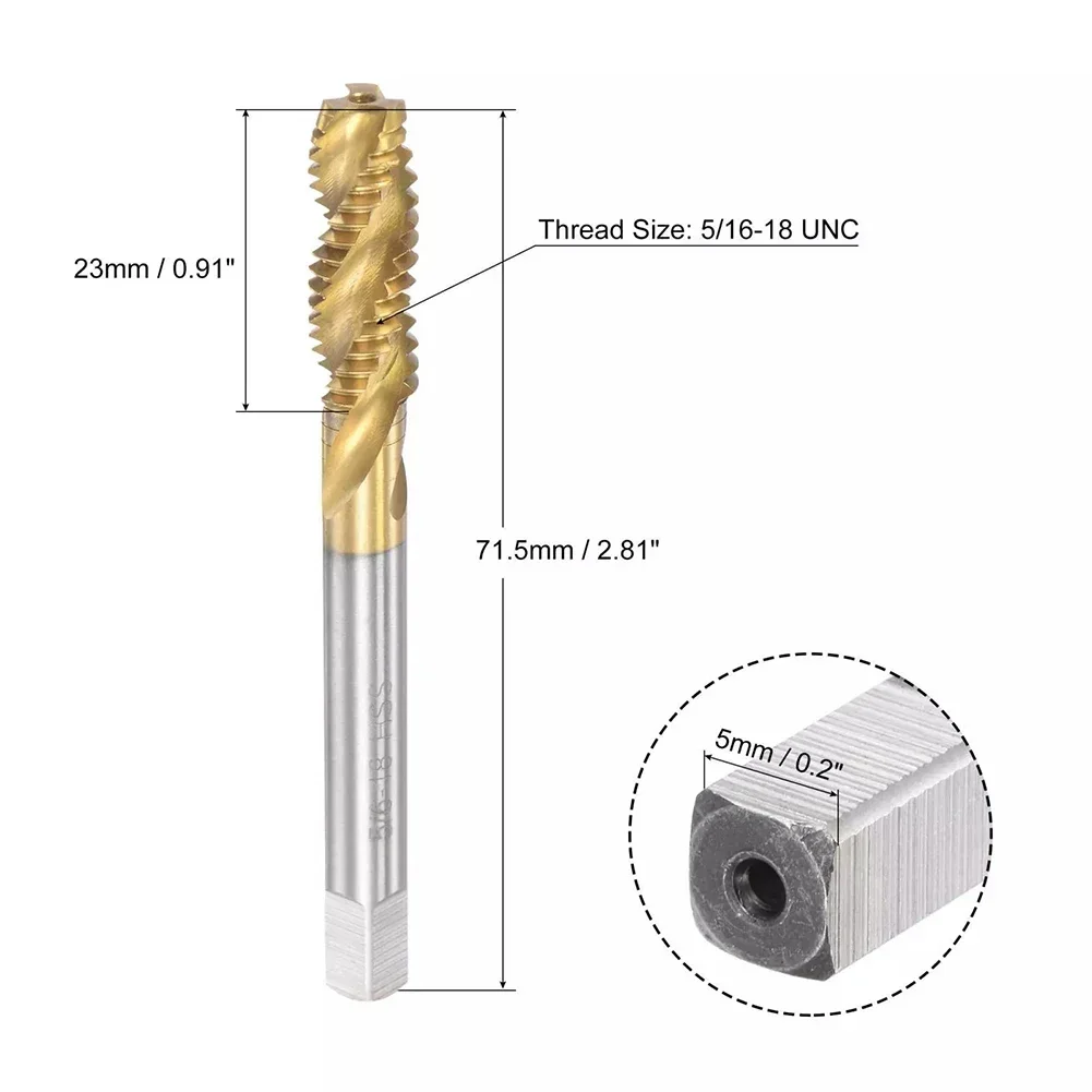 1 PC เกลียวร่องด้าย 5/16-18 UNC เหล็กความเร็วสูงไทเทเนียมชุบเครื่องเกลียวขลุ่ยเกลียวเครื่องมืออะไหล่