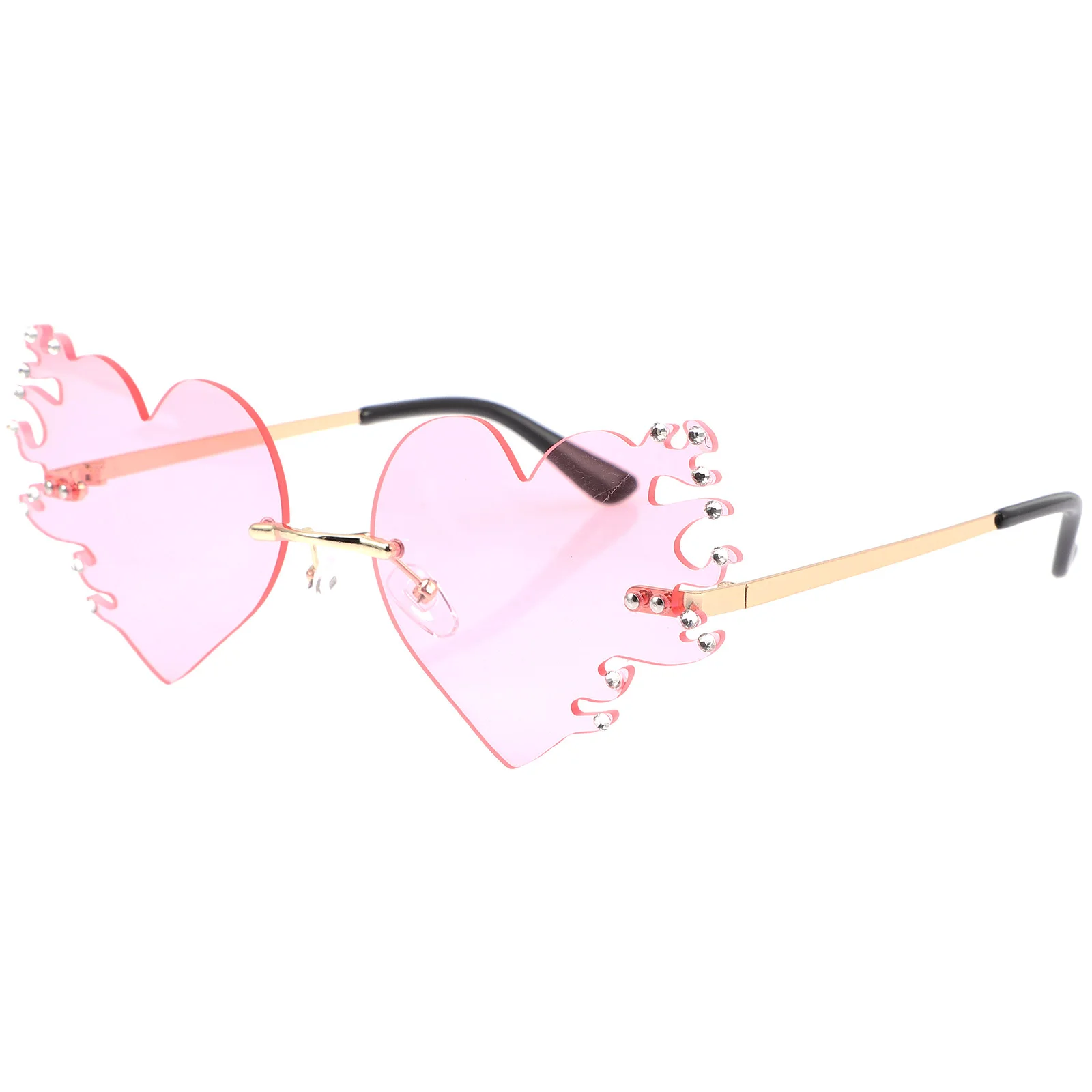 نظارات شمسية عصرية على شكل قلب خفيفة الوزن بدون إطار للحفلات والمهرجانات الخارجية والنساء والفتيات العصرية
