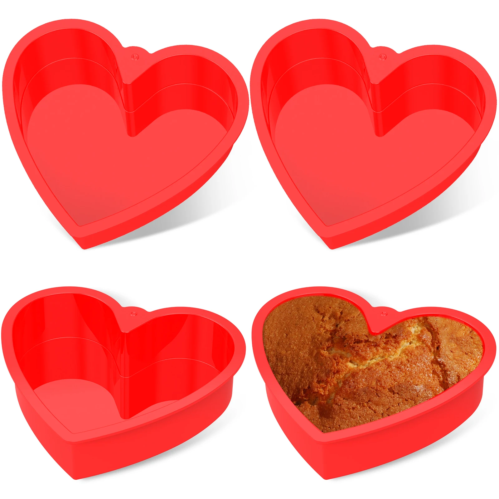 

4 шт. форма для торта в форме сердца, 10 дюймов, силиконовая форма для торта в форме сердца, антипригарная форма для выпечки в форме сердца, многоразовая банка для торта для бровейни, чизкейка