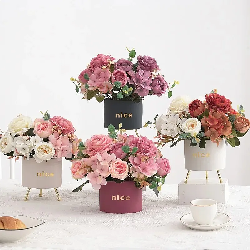 Artificial Silk Peony Hydrangea Wedding Party Vase Home DIY Decoration Christmas Garland