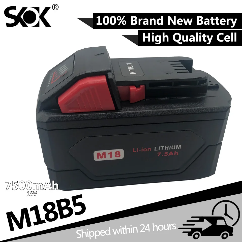 M18B5 7.5Ah for Milwaukee M18 Battery Lithium-Ion Battery Compatible with M18 Milwaukee Battery 48-11-1890/1880/1852/1850/1840