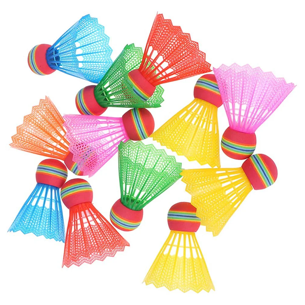 12 Pcs Light Weight Badminton Toys Flight Outdoor Colorful Shuttlecock Ball Child