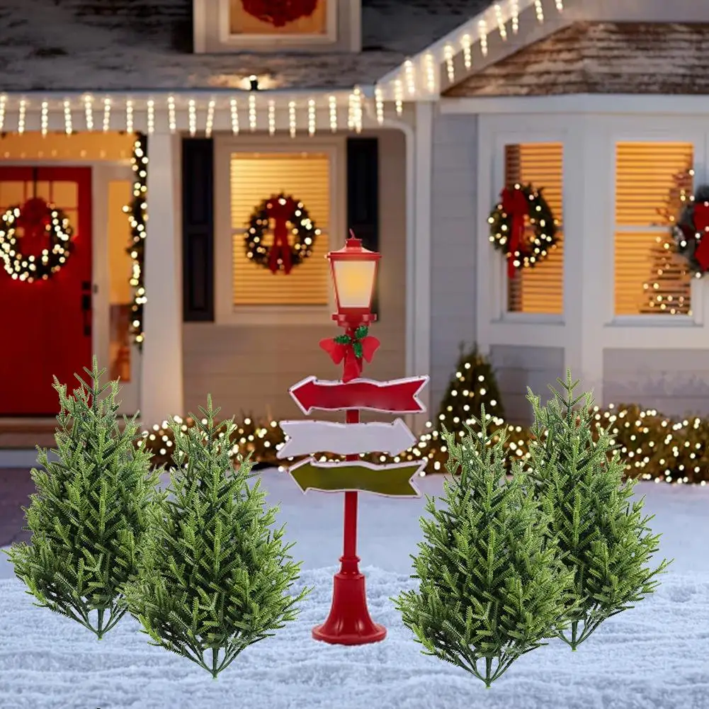 زينة عيد الميلاد مقلد أشجار الصنوبر السرو ديكور المنزل الداخلي والخارجي للفناء النباتات الخضراء الاصطناعية عيد الميلاد Orna T8E3 #6