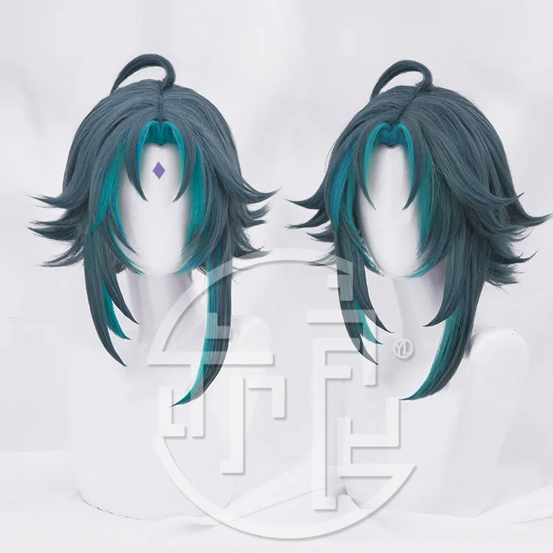 

Аниме Genshin Impact Xiao, парик для косплея, Хэллоуин, карнавал, вечерние реквизит, синтетические волосы, термостойкое волокно + шапочка для парика