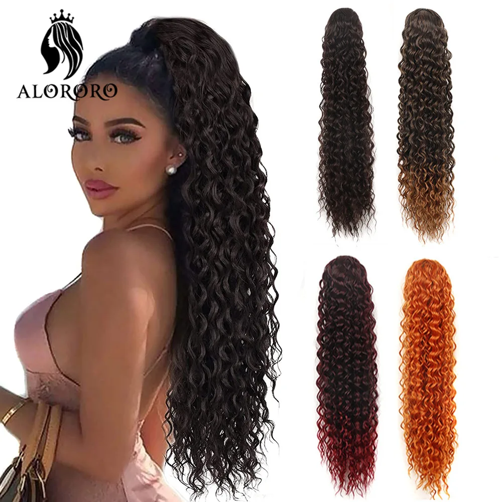 Synthetc Hair Long  Kinky Curly Ponytail Afro Wave Drawstring Ponytail Clip In Hair Extension Pony Tail Heat Resistan Hairpieces