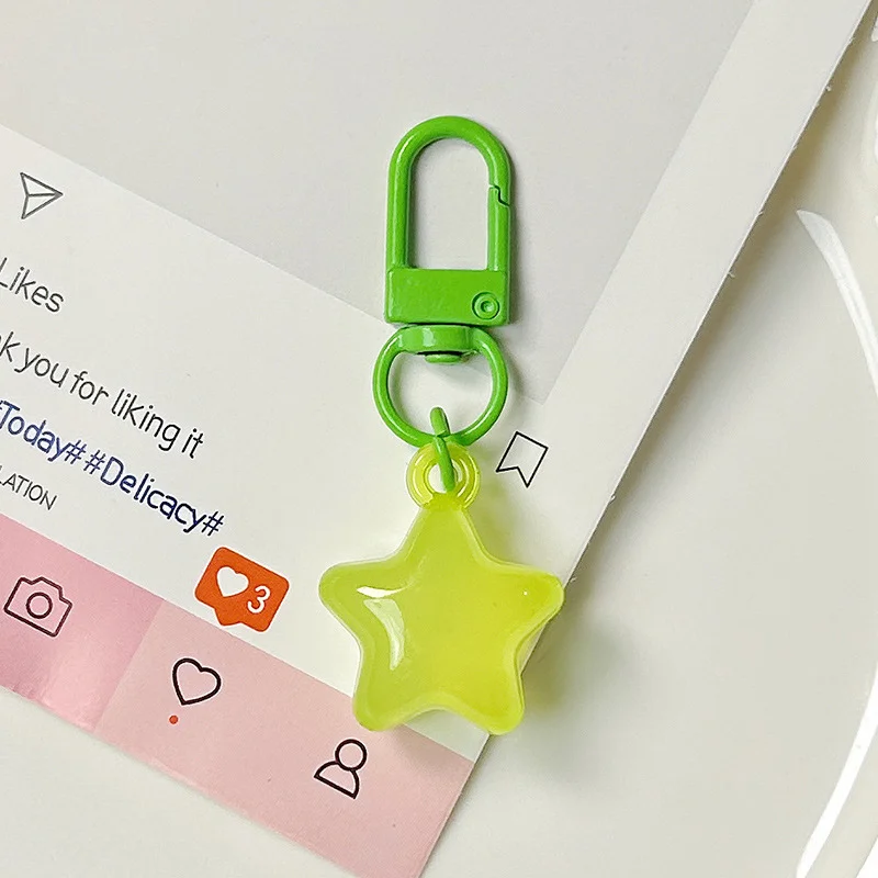 Cute Star Keychain Lobster Clasp Clear Acrylic Bag Charm Clip DIY Jewelry Pendant Handbag Purse Decoration Accessories Green image 4
