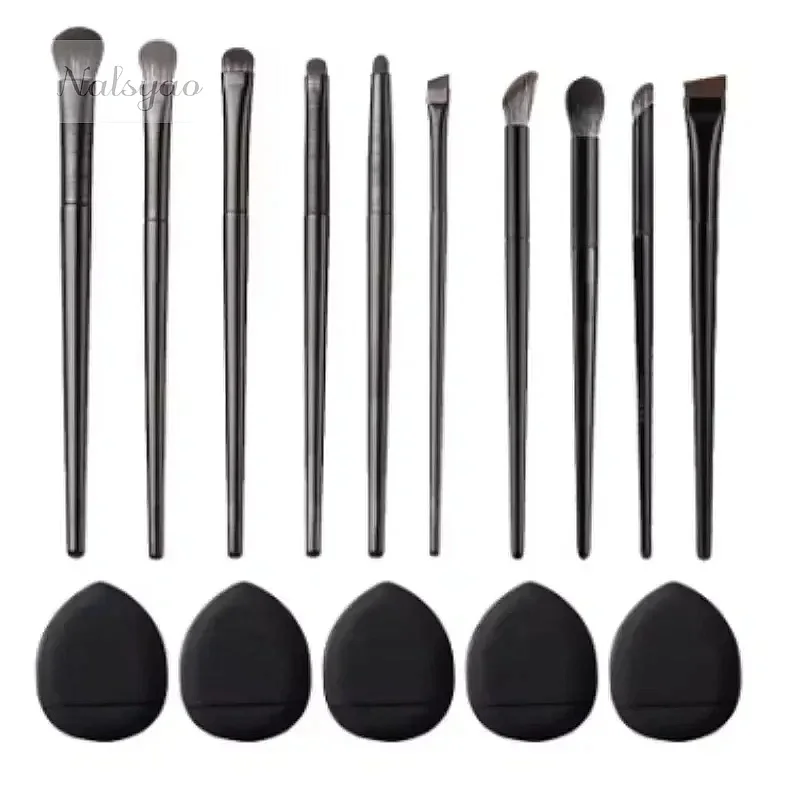 10Pcs Eye Makeup Brushes Set Smudge Eyeliner Blade Eye Detail Soft Bristle Eyeshadow Brush Kit