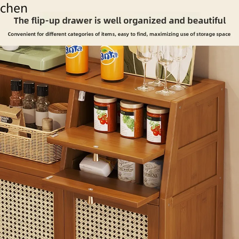 HT kitchen dining side retro side cabinet living room storage floor cabinet coffee integrated storage