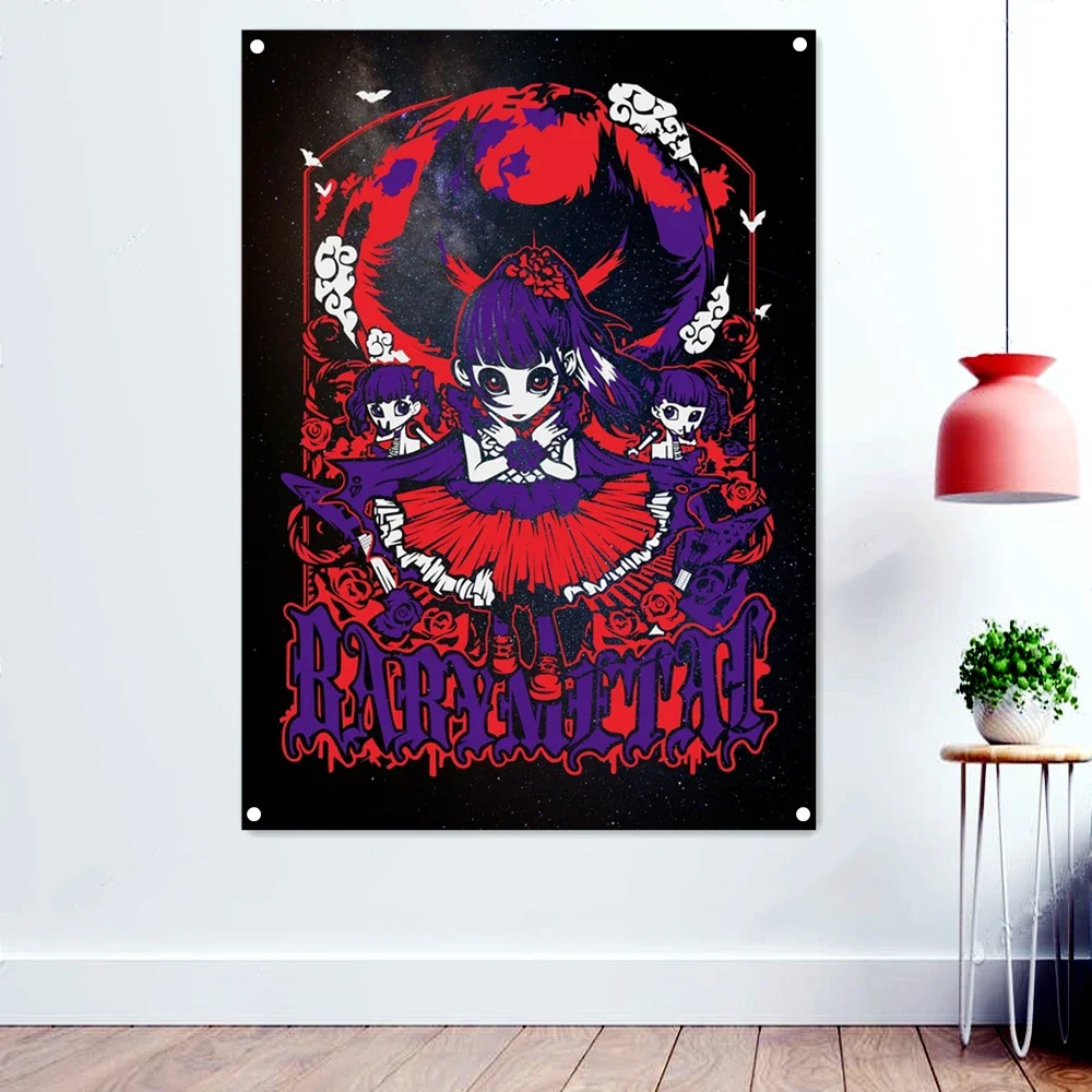 BABYMETAE Death Metal Artist Flags Wall Chart Tapestry Dark Art Rock Music Poster Band Icon Banner Concert Music Festival Decor