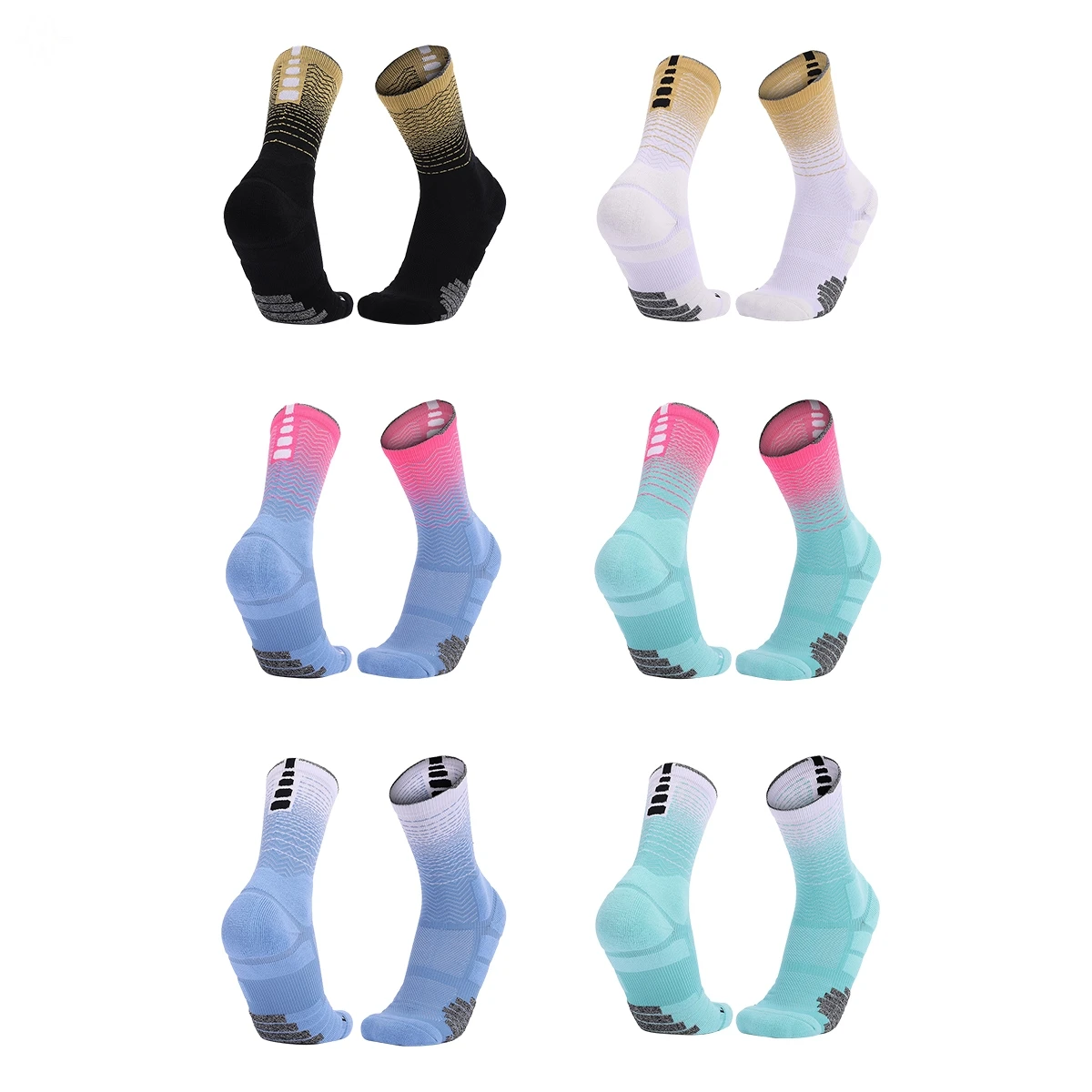 

Thick Towel Bottom Sports Socks, 2 Pairs Cushioned Moisture Wicking Sweat Absorbing Athletic Socks for Running Basketball Hiking