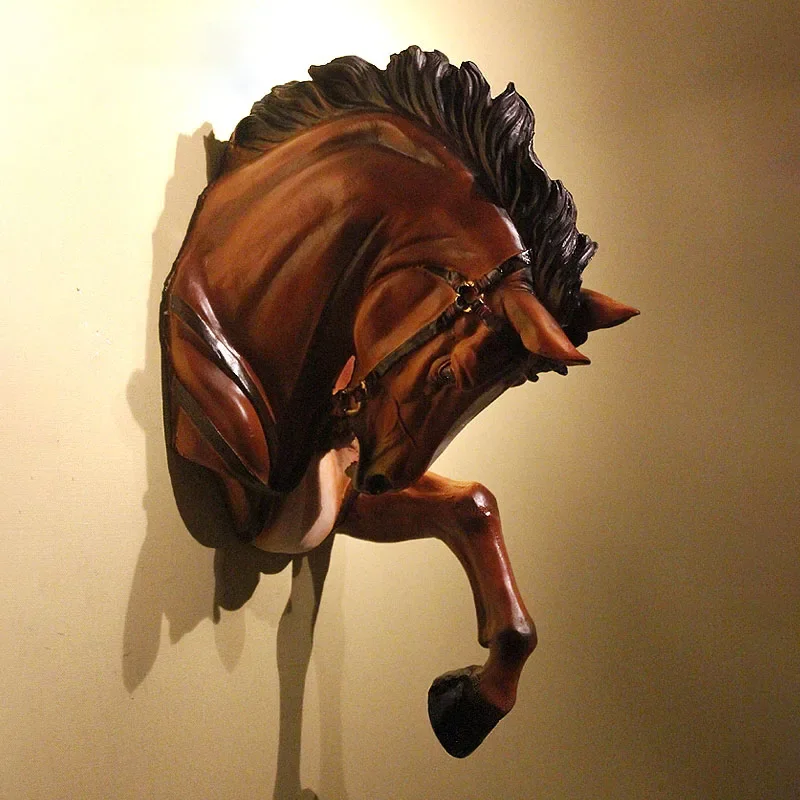 

Pendant Sculpture Wall Decoration Indoor Accessorie Figurine Nordic Home Decor Horse Head Statue Room Decor Retro Resin Crafts